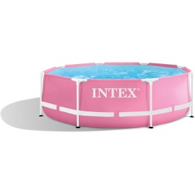 Intex 28292NP - Kit de Piscina Tubular Redondo Metal Marco Pink/Rosa (Ø) 2,44 x 0,76 m