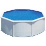 Piscina Gre KITPROV618 Atlantis - Piscina de Acero Elevada,Ovalada con Aspecto Acero Blanco. Piscinas Desmontables para Jardín