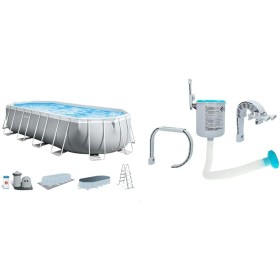 Intex 26798NP - Piscina Desmontable Ovalada intex Prism Frame 610 x 305 x 122 cm con depuradora, Multicolor + Skimmer Filtro