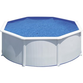 Piscina de Acero Elevada,Forma Redonda con Aspecto Acero Blanco. Piscinas Desmontables para Jardín 300 x 120 cm - Piscina Gre