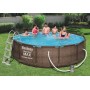 Bestway Power Steel Deluxe 366 x 100 cm, Piscina Redonda con Marco de Acero Estable en Juego Completo, ratán, Color Marrón