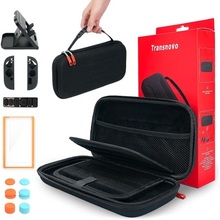 TRANSNOVO Funda para Nintendo Switch 2 con Accesorios – Estuche Rígido con 24 Ranuras para Tarjetas de Juego, Protector de