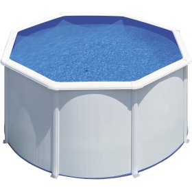 Piscina de Acero Elevada,Redonda con Aspecto Acero Blanco. Piscinas Desmontables para Jardín 240 x 120 cm - Piscina Gre