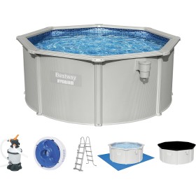 Bestway Hydrium - Piscina de Pared de Acero con Filtro de Arena, diámetro de 300 x 120 cm, Gris, Redonda