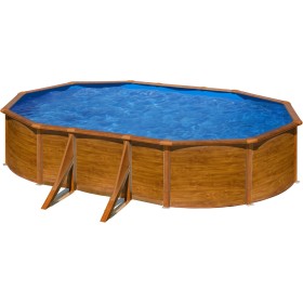 Piscina de Acero Elevada,Ovalada con Aspecto Madera. Piscinas Desmontables para Jardín. 500 x 300 x 120 cm - Piscina Gre