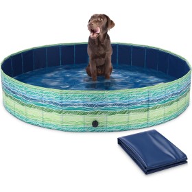 Navaris Piscina para Perros de PVC - Piscina Plegable para Mascotas con Lona Protectora - Bañera Redonda de plástico 160 x 30 cm