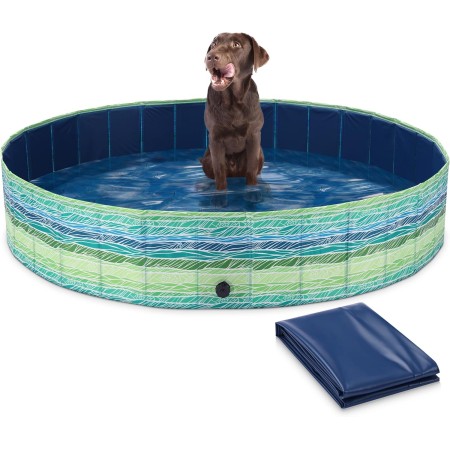 Navaris Piscina para Perros de PVC - Piscina Plegable para Mascotas con Lona Protectora - Bañera Redonda de plástico 160 x 30 cm
