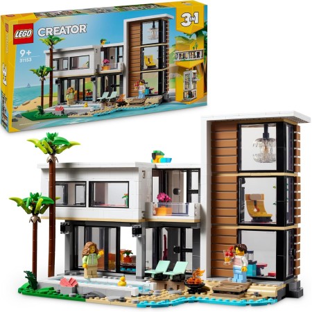 LEGO Creator 3 en 1 Casa Moderna de Juguete Convertible en Edificio de 3 Plantas o Cabaña del Bosque, Kit de Construcción con 2