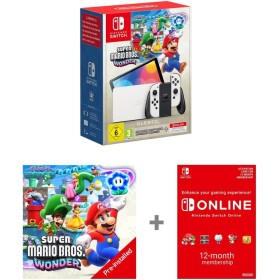 Nintendo Switch - OLED Model (White) + Super Mario Bros. Wonder Pre Installed Switch Online 12 Month Subscription Redemption