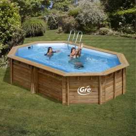 Manufacturas Gre Piscina Desmontable Hexagonal de Madera Grenade 2, Medidas 4,36 x 3,36 1,17 (Largo x Ancho x Alto)