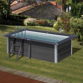 Gre KPCOR60L – Piscina Rectangular Composite 606 x 326 x 124 cm, con filtración 6 m3/h, cuña metálica, Incluye LED