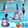 JOYIN Juguete de Flotador para Piscina, Red Inflable de Voleibol y Aros de Baloncesto para Niños y Adultos, Pelotas Incluidas,