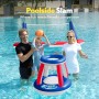 JOYIN Juguete de Flotador para Piscina, Red Inflable de Voleibol y Aros de Baloncesto para Niños y Adultos, Pelotas Incluidas,