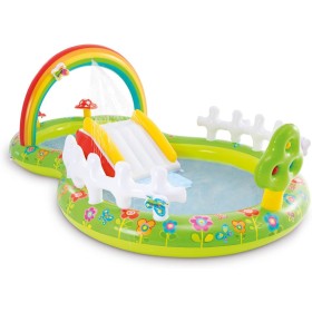 INTEX 57154 - Piscina infantil hinchable con dispersor de agua y tobogan jardin, centro de juegos para niños