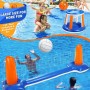 Voleibol de Piscina de Verano, Juego de Voleibol Inflable Incluyen Redes de Voleibol y Aros de Baloncesto Apto para Niños y