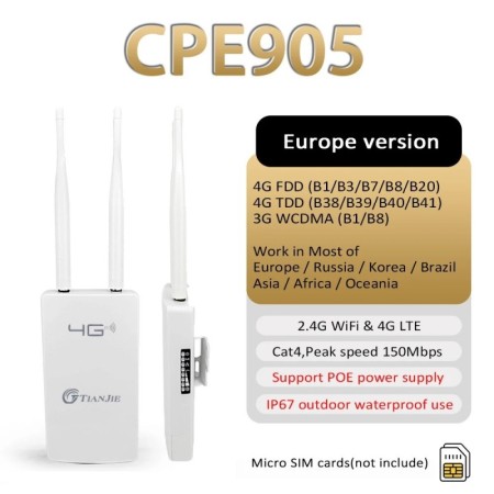 TIANJIE CPE905 Router WiFi 4G LTE Exterior Impermeable IP66 - Alimenta