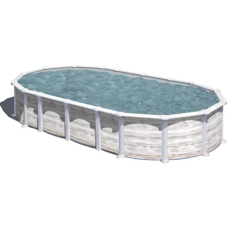 Gre Piscina de Acero Elevada,Ovalada con Aspecto Acero Nórdico. Piscinas Desmontables para Jardín. 610 x 375 x 132 cm - Piscina