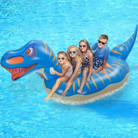 Flotador de Piscina Dinosauria, Colchoneta Hinchable, Flotador Gigante, con 2 Agujeros Inflables y 1 Pegatina de Parche, Piscina