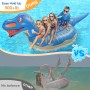 Flotador de Piscina Dinosauria, Colchoneta Hinchable, Flotador Gigante, con 2 Agujeros Inflables y 1 Pegatina de Parche, Piscina