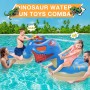 Flotador de Piscina Dinosauria, Colchoneta Hinchable, Flotador Gigante, con 2 Agujeros Inflables y 1 Pegatina de Parche, Piscina