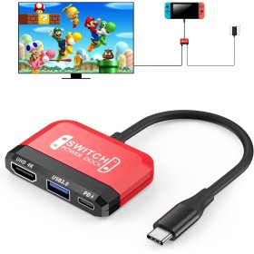GKEAPZA Switch TV Dock para Nintendo Switch/OLED, Mini Dock portátil 4K HDMI TV Adapter con Puerto USB 3.0 Adicional, Tipo C
