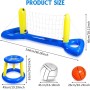 OSDUE 4PCS Aro de Baloncesto para Piscina y Soporte de Voleibol, Soporte de Voleibol Flotante Inflable, Juguetes de Baloncesto