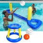 OSDUE 4PCS Aro de Baloncesto para Piscina y Soporte de Voleibol, Soporte de Voleibol Flotante Inflable, Juguetes de Baloncesto