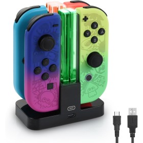 ELUTENG Base de Carga para Switch 4 en 1 Cargador para Nintendo Switch JoyCon con Indicador LED, 2H Carga Rápida para 4 Mandos
