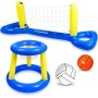 OSDUE 4PCS Aro de Baloncesto para Piscina y Soporte de Voleibol, Soporte de Voleibol Flotante Inflable, Juguetes de Baloncesto