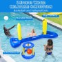 OSDUE 4PCS Aro de Baloncesto para Piscina y Soporte de Voleibol, Soporte de Voleibol Flotante Inflable, Juguetes de Baloncesto