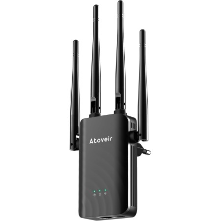Atoveir Repetidor WiFi, Amplificador de Señal WiFi Potente con Diseño Ultradelgado, 2.4 GHz Amplificador WiFi, Fácil de Instalar