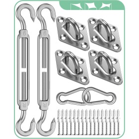 Kit Montaje Toldos Vela: M6 Tensores para Toldos Vela Mosquetones Anclajes Kit Toldo Vela Rectangular Triangular, 40 Piezas