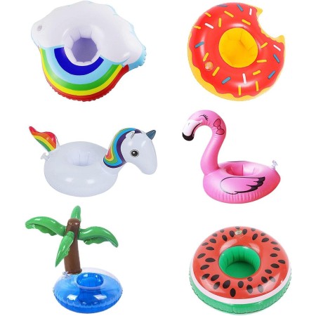 QEEQPF Juego de portavasos Inflable de 6 Piezas, Soporte para Bebidas para bañera de hidromasaje, Juguetes inflables para