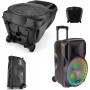 Party Light & Sound - PARTY-8LED - Altavoz a Pilas de 8"/20cm de 200W RMS con 1 micrófono con Cable y Efecto de luz en el woofer