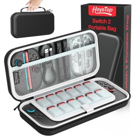 HEYSTOP Funda de Transporte para Consola Nintendo Switch 2, Estuche Protector de Viaje de Gran Capacidad con 12 Ranuras para