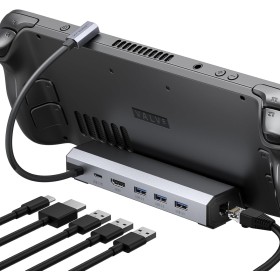 JSAUX 6 en 1 Estación de Acoplamiento Compatible con Valve Steam Deck/OLED/ASUS ROG Ally/Legion Go S/MSI Claw, con HDMI 2.0