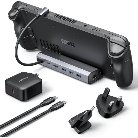 JSAUX 6 en 1 Estación de Acoplamiento Compatible con Valve Steam Deck/OLED/ASUS ROG Ally/Legion Go S/MSI Claw, con HDMI 2.0