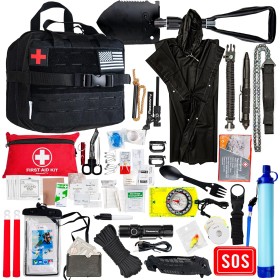 Kit de supervivencia de emergencia 280 y primeros auxilios, equipo y suministros de supervivencia para casa, bolsa EDC Go Bug