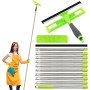 Kit de limpieza de ventanas de 3,6 metros, equipo limpiador extra largo 2 en 1, herramienta profesional de limpieza de vidrio