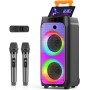 JYX Karaoke Profesional Completo con 2 Micrófonos Inalámbrico, Altavoz Bluetooth Karaoke Sistema de PA Portátil Recargable,TWS,