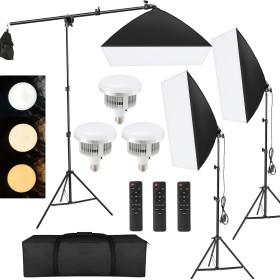 Tiandirenhe Softbox LED Kit, con 85W 2800K-5700K Luz LED de Temperatura de Bicolor, Softbox de 50x70cm, Control Remoto, Kit de