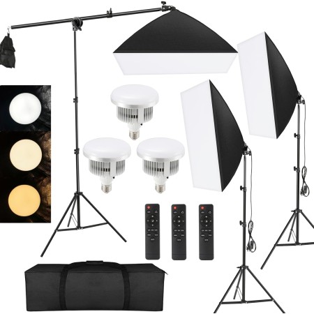 Tiandirenhe Softbox LED Kit, con 85W 2800K-5700K Luz LED de Temperatura de Bicolor, Softbox de 50x70cm, Control Remoto, Kit de