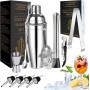 LIVEHITOP Juego Coctelera, 12 Piezas Juego Preparación Cócteles con Coctelera 750 ml, Equipo Barman Profesional para Bar,