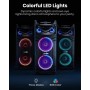 Moukey Máquina de Karaoke, Sistema PA de subwoofer de 10 Pulgadas, Altavoz Bluetooth con 2 micrófonos inalámbricos, Soporte para