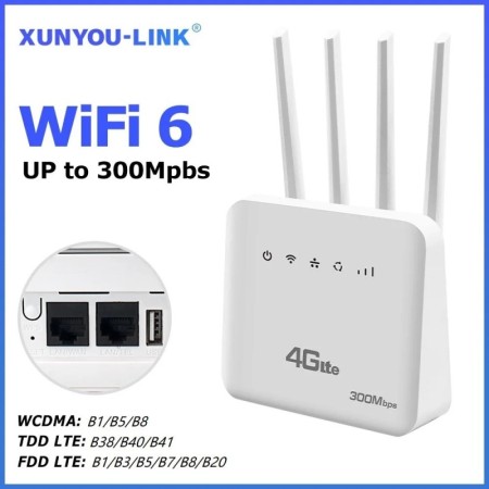 Enrutador WiFi LTE, módem WiFi6 con ranura para tarjeta SIM 4G, 300Mbp