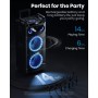 Moukey Máquina de Karaoke, Sistema PA de subwoofer de 10 Pulgadas, Altavoz Bluetooth con 2 micrófonos inalámbricos, Soporte para