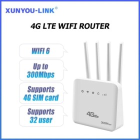 Enrutador WiFi LTE, módem WiFi6 con ranura para tarjeta SIM 4G, 300Mbp