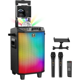 Equipo de Karaoke Profesional Inalámbrico, TONOR Bluetooth Sistema PA, Altavoz Portátil con Dos Micrófonos Inalámbricos, Bola