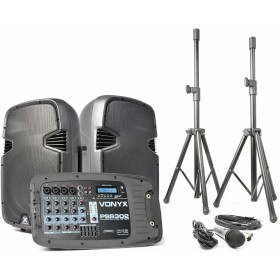 Vonyx PSS302 Sistema PA Set Completo Altavoces con Mezclador, Sistema de Sonido, 300 W, Set de Altavoces PA con Micrófono y