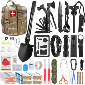 Kit de supervivencia de emergencia y kit de primeros auxilios, equipo de supervivencia profesional con bolsa Molle, para
